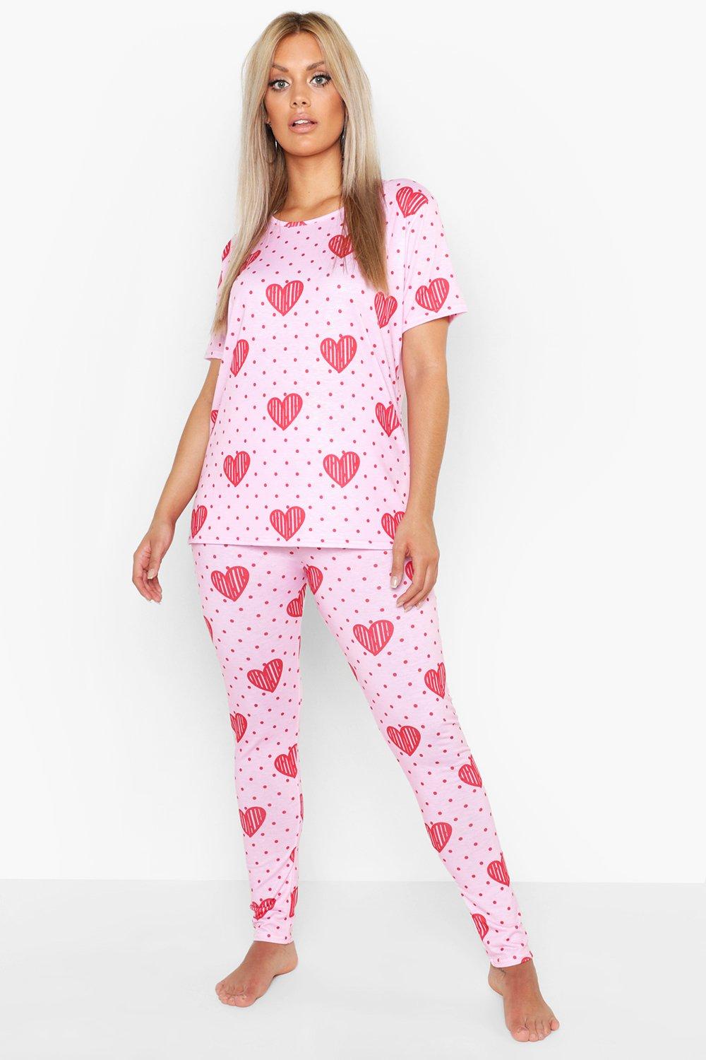 Heart pajama best sale set womens